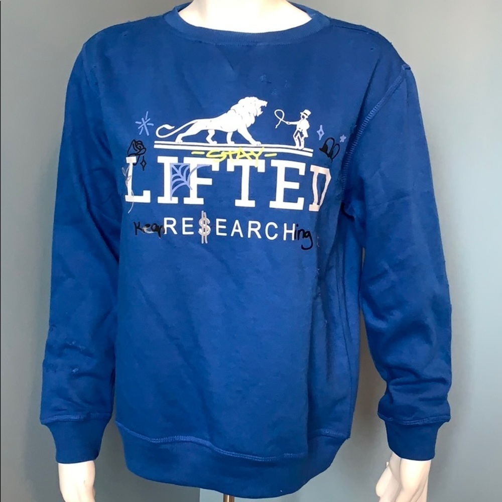 Lifted Research Group Blue Lion Sweatshirt size L